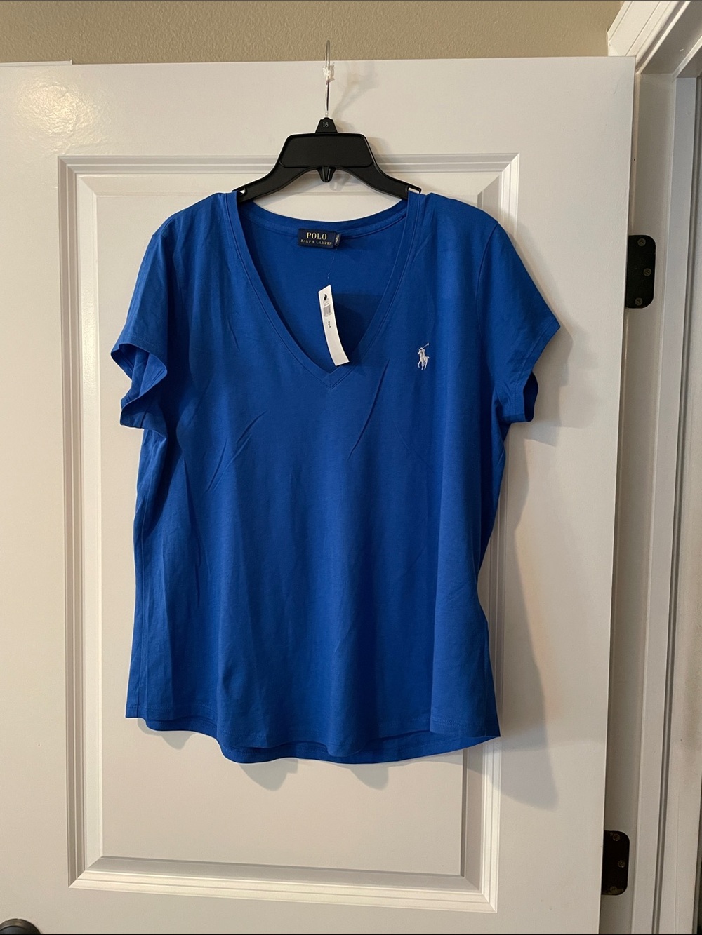 Polo by Ralph Lauren Women's V-Neck Tee in Royal Blue